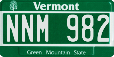 VT license plate NNM982