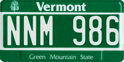 VT license plate NNM986