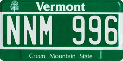 VT license plate NNM996