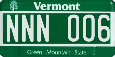 VT license plate NNN006