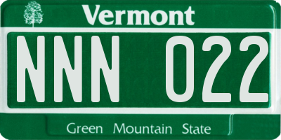 VT license plate NNN022