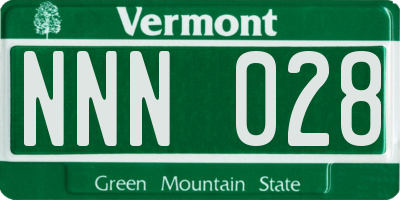 VT license plate NNN028