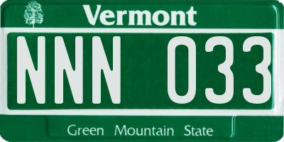 VT license plate NNN033