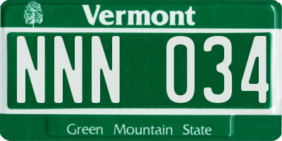 VT license plate NNN034