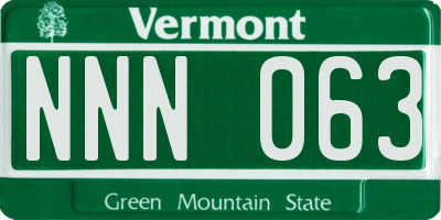 VT license plate NNN063