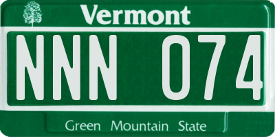 VT license plate NNN074