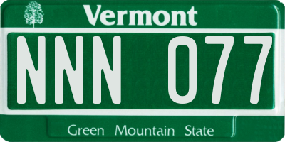 VT license plate NNN077