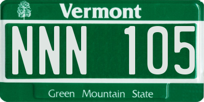 VT license plate NNN105