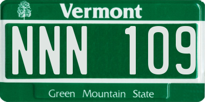 VT license plate NNN109