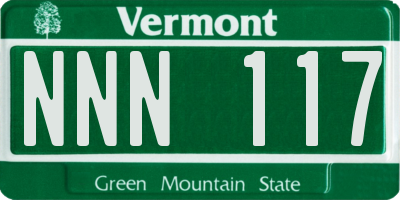 VT license plate NNN117