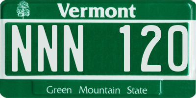 VT license plate NNN120