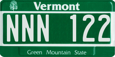 VT license plate NNN122