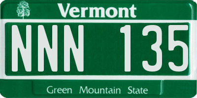 VT license plate NNN135