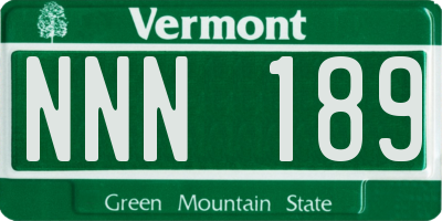 VT license plate NNN189