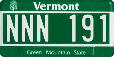 VT license plate NNN191