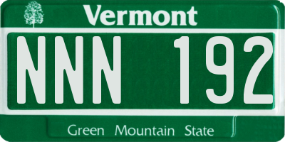 VT license plate NNN192