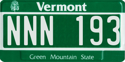 VT license plate NNN193