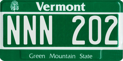 VT license plate NNN202