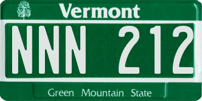VT license plate NNN212