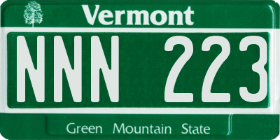 VT license plate NNN223