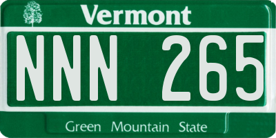 VT license plate NNN265
