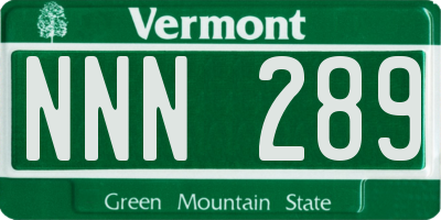 VT license plate NNN289