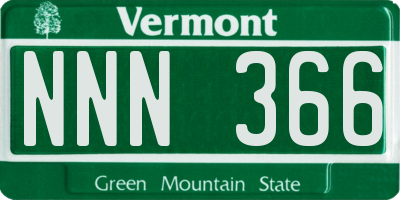 VT license plate NNN366