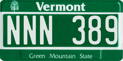VT license plate NNN389
