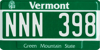 VT license plate NNN398