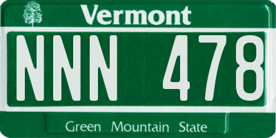 VT license plate NNN478