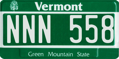 VT license plate NNN558