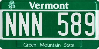 VT license plate NNN589