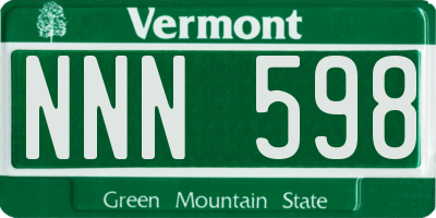 VT license plate NNN598