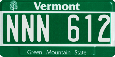 VT license plate NNN612