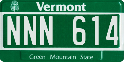 VT license plate NNN614