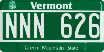 VT license plate NNN626