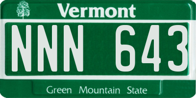 VT license plate NNN643