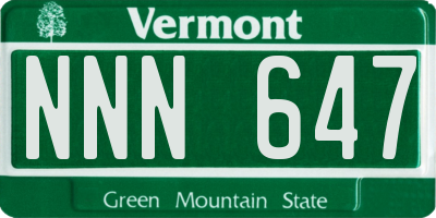 VT license plate NNN647