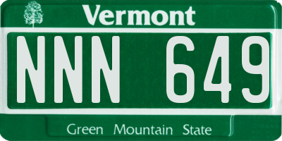 VT license plate NNN649