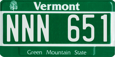 VT license plate NNN651