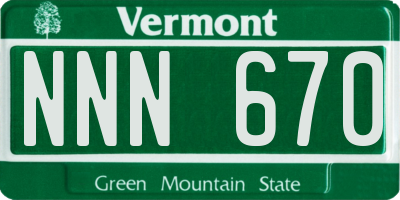 VT license plate NNN670