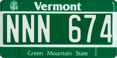 VT license plate NNN674