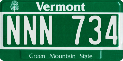 VT license plate NNN734