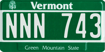 VT license plate NNN743