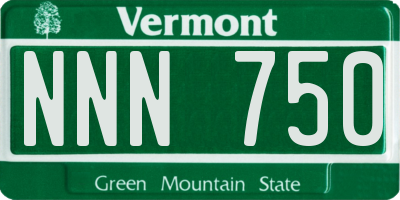 VT license plate NNN750
