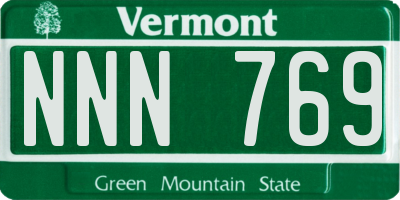 VT license plate NNN769