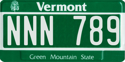 VT license plate NNN789