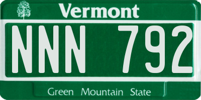 VT license plate NNN792