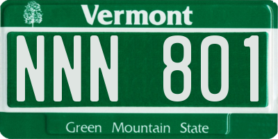 VT license plate NNN801