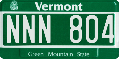 VT license plate NNN804